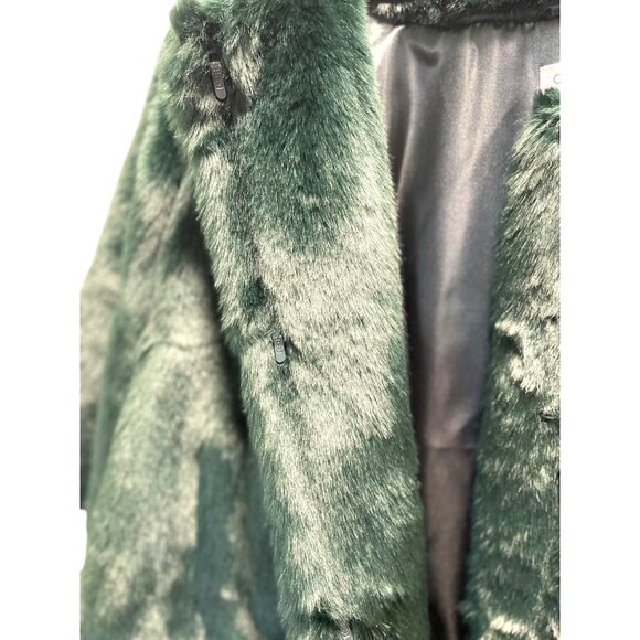 Calvin Klein Faux Fur Cropped Jacket Green Size 1X Glam Maximalist Mobwife Cute - Picture 12 of 16